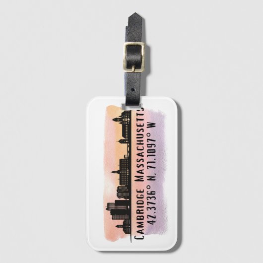 Cambridge MA City Skyline Bagagelabel (Voorkant (verticaal))