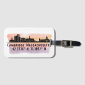 Cambridge MA City Skyline Bagagelabel (Voorkant (horizontaal))
