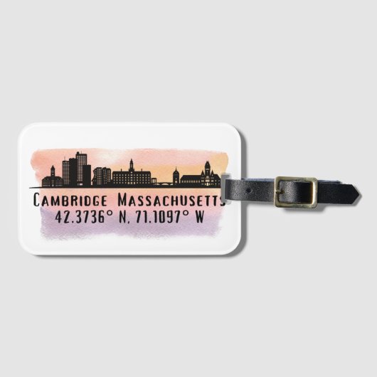 Cambridge MA City Skyline Bagagelabel (Voorkant (horizontaal))