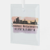 Cambridge MA City Skyline Glass Ornament (Voorkant links)