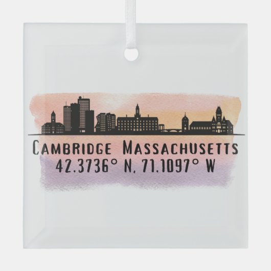 Cambridge MA City Skyline Glass Ornament (Voorkant)