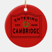 Cambridge, MA Holiday Ceramic Ornament (Achterkant)