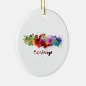 Cambridge MA skyline in watercolor Keramisch Ornament (Rechts)