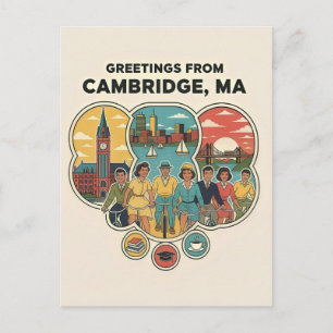 Cambridge Massachusetts jaren 50 Retro Reis Briefkaart