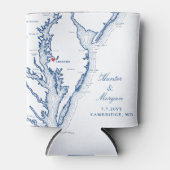 Cambridge MD Kaart Elegant Blauw Huwelijksgunst Dr Blikjeskoeler (Voorkant)