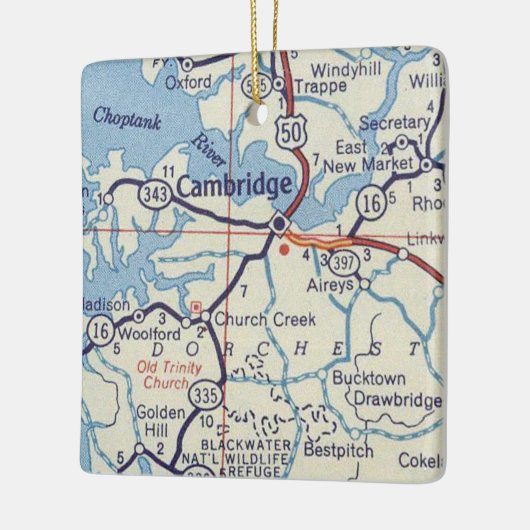 Cambridge MD  Map Keramisch Ornament (Links)