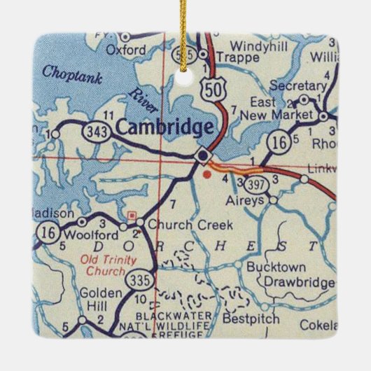Cambridge MD  Map Keramisch Ornament (Achterkant)