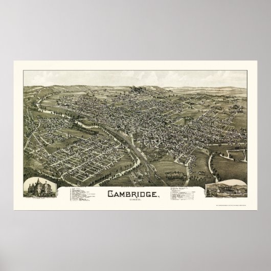 Cambridge, OH Panoramic Map - 1897 Poster (Voorkant)