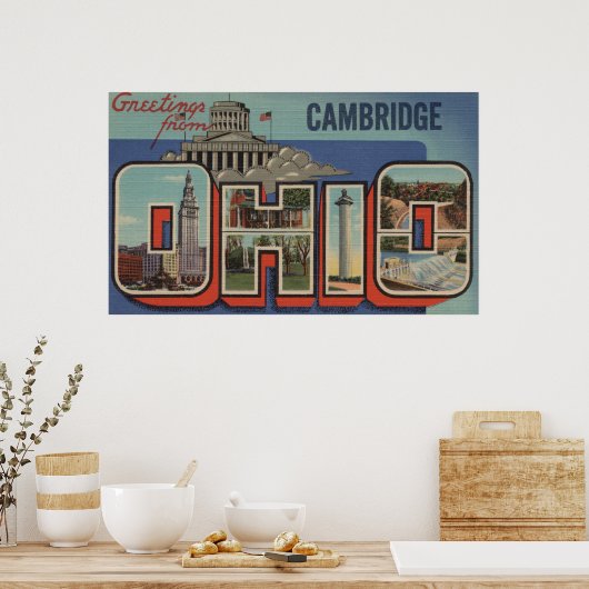 Cambridge, Ohio - Grote letterscènes Poster (Keuken)