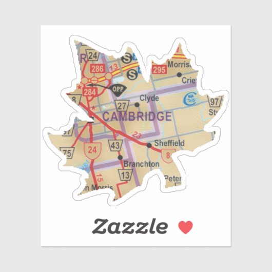 Cambridge Ontario Kaart Sticker (Vel)