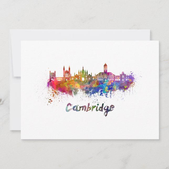 Cambridge skyline in watercolor (Voorkant)