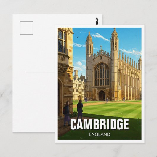 Cambridge University Engeland Reizen Briefkaart (Voorkant / Achterkant)