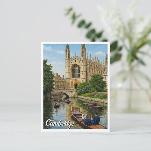Cambridge University Engeland Travel Punting Briefkaart (Staand voorkant)