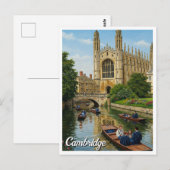 Cambridge University Engeland Travel Punting Briefkaart (Voorkant / Achterkant)