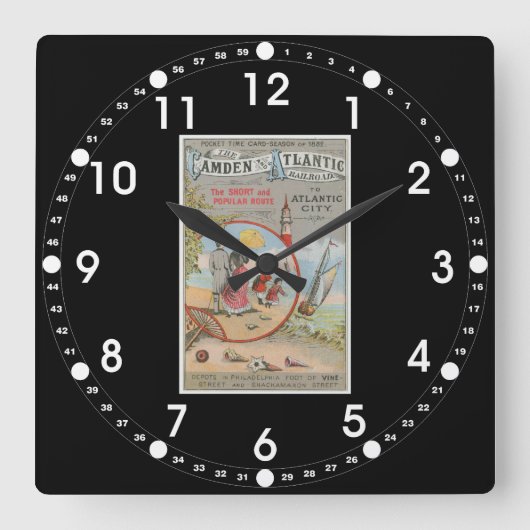 Camden and Atlantic Railroad Wall Clock Vierkante Klok (Voorkant)