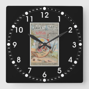 Camden and Atlantic Railroad Wall Clock Vierkante Klok