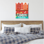 Camden, Londen vintage reisposter Canvas Afdruk (Insitu (Slaapkamer))