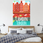 Camden, Londen vintage reisposter Canvas Afdruk (Insitu (Slaapkamer))