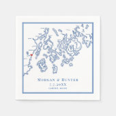 Camden Maine Kaart Navy Elegant Bruiloft Servet (Voorkant)