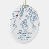 Camden Maine Kaart Trouwfoto Kerst Keramisch Ornament (Rechts)