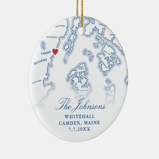 Camden Maine Kaart Trouwfoto Kerst Keramisch Ornament (Rechts)