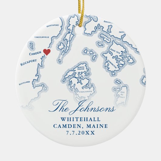 Camden Maine Kaart Trouwfoto Kerst Keramisch Ornament (Voorkant)