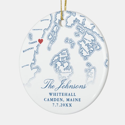 Camden Maine Kaart Trouwfoto Kerst Keramisch Ornament (Links)