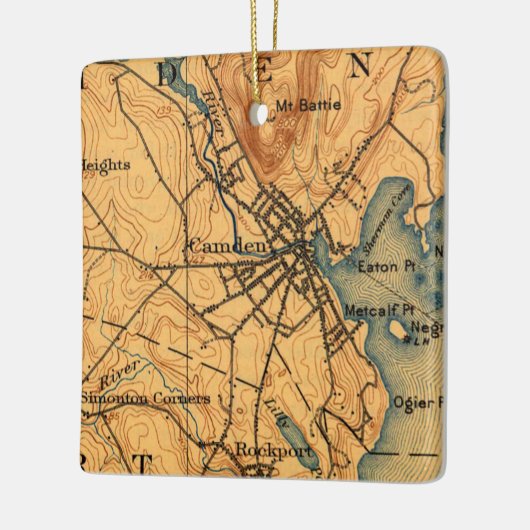 Camden Maine Map Keramisch Ornament (Links)