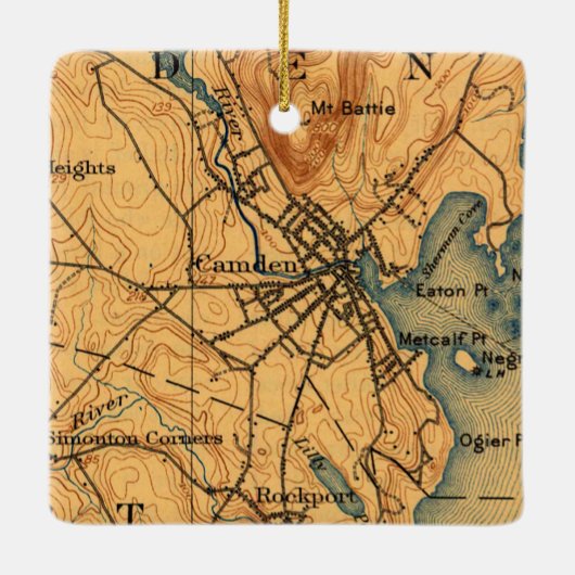 Camden Maine  Map Keramisch Ornament (Achterkant)