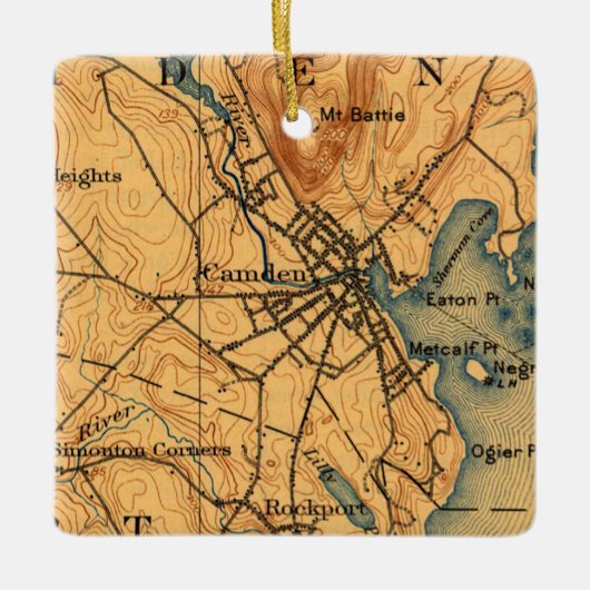 Camden Maine  Map Keramisch Ornament (Voorkant)