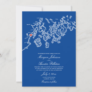 Camden Maine Map Wedding Invitation - Penobscot Kaart