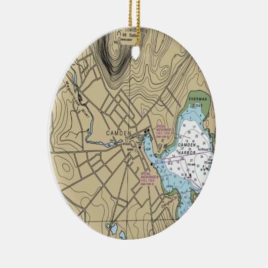 Camden Maine Nautical Chart Keramisch Ornament (Rechts)