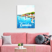 Camden, Maine – Zeilboten & Havens aquarel Canvas Afdruk (Insitu (Woonkamer))