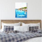 Camden, Maine – Zeilboten & Havens aquarel Canvas Afdruk (Insitu (Slaapkamer))