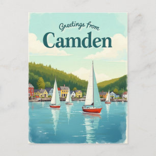 Camden, Maine – Zeilboten & Havens Vintage Briefkaart