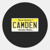 Camden New Jersey Nj Hometown License Plate Graphi Ronde Sticker (Voorkant)