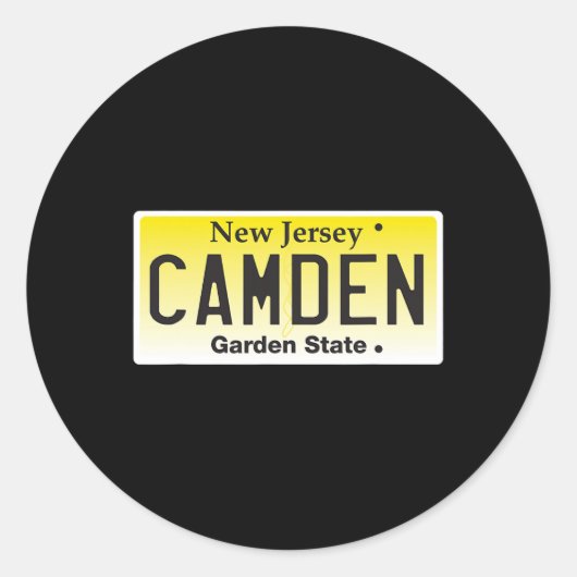 Camden New Jersey Nj Hometown License Plate Graphi Ronde Sticker (Voorkant)