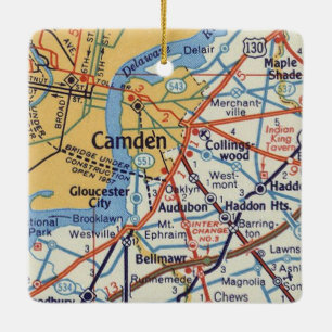 Camden NJ 50's Map Keramisch Ornament