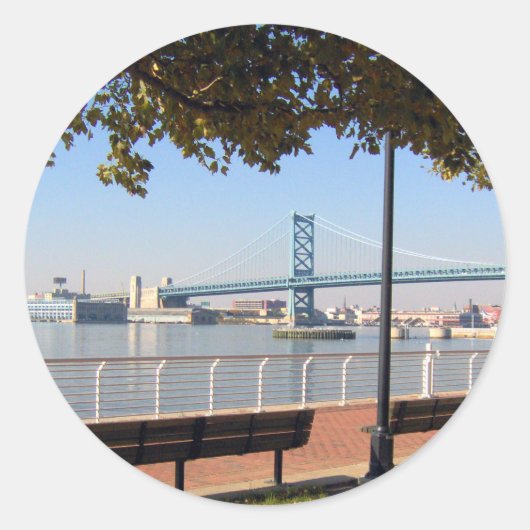 Camden NJ Bridge Ronde Sticker (Voorkant)