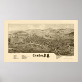 Camden, NY Panoramic Map - 1885 Poster (Voorkant)