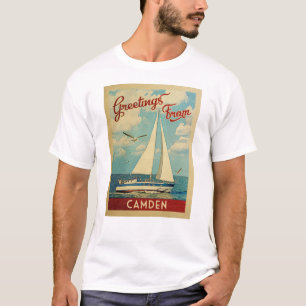 Camden Sailboot Vintage Travel Maine T-shirt