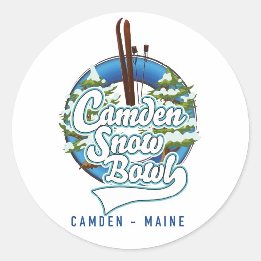 Camden Snow Bowl ski logo. Ronde Sticker (Voorkant)