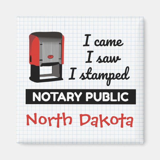 Came Saw gestempeld Notary Public Stamp North Dako Magneet (Voorkant)