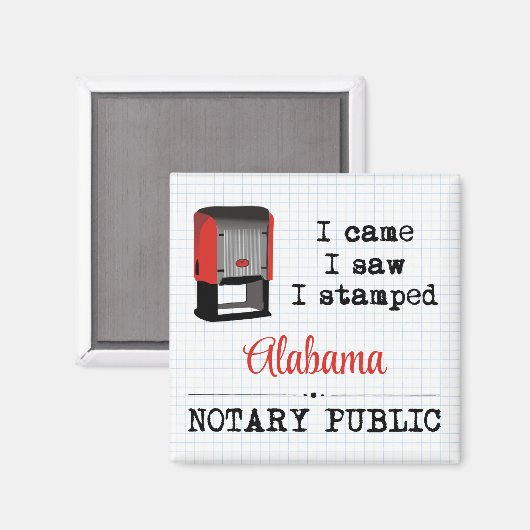 Came Saw Stamped Notional Public Alabama Magneet (Voorkant / Achterkant)