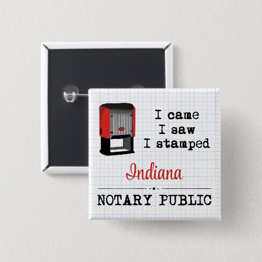 Came Saw Stamped Notional Public Indiana Vierkante Button 5,1 Cm (Voorkant /achterkant)