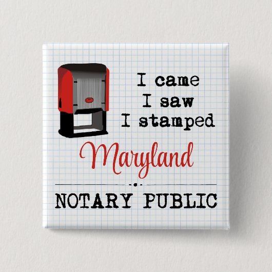 Came Saw Stamped Notional Public Maryland Vierkante Button 5,1 Cm (Voorkant)