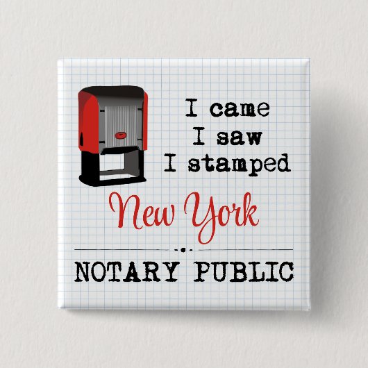 Came Saw Stamped Notional Public New York Vierkante Button 5,1 Cm (Voorkant)