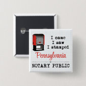 Came Saw Stamped Notional Public Pennsylvania Vierkante Button 5,1 Cm (Voorkant /achterkant)