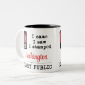 Came Saw Stamped Notional Public Washington Tweekleurige Koffiemok (Voorkant links)