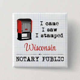 Came Saw Stamped Notional Public Wisconsin Vierkante Button 5,1 Cm